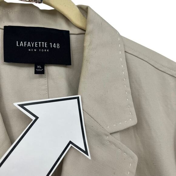 LAFAYETTE 148 NEW YORK One Button Blazer Jacket Beige Pockets Lightweight Sz XL - Picture 8 of 12